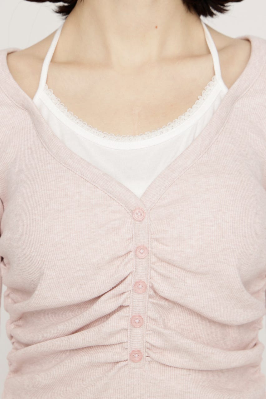 LAYERED LIKE CUT トップス L/PNK FREE