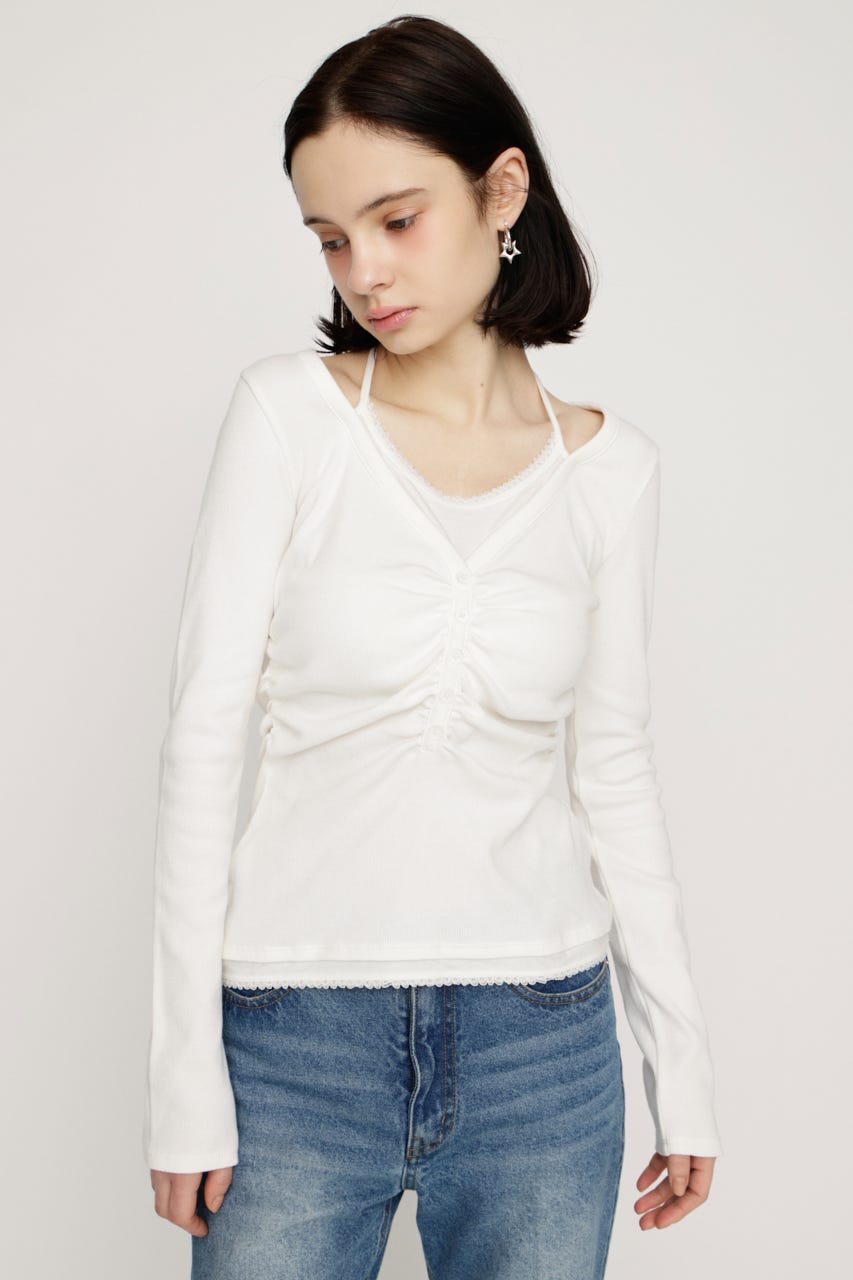 LAYERED LIKE CUT トップス O/WHT FREE