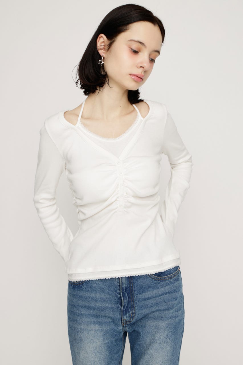 LAYERED LIKE CUT トップス O/WHT FREE