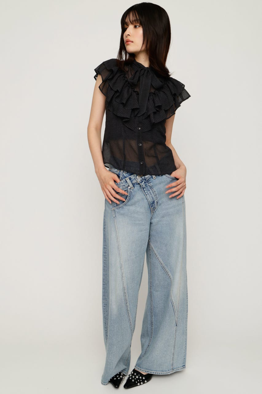 sly RIBBON FRILL ブラウス 黒 SLY | FRILL RIBBON ブラウス (シャツ・ブラウス ) |SHEL'TTER WEBSTORE