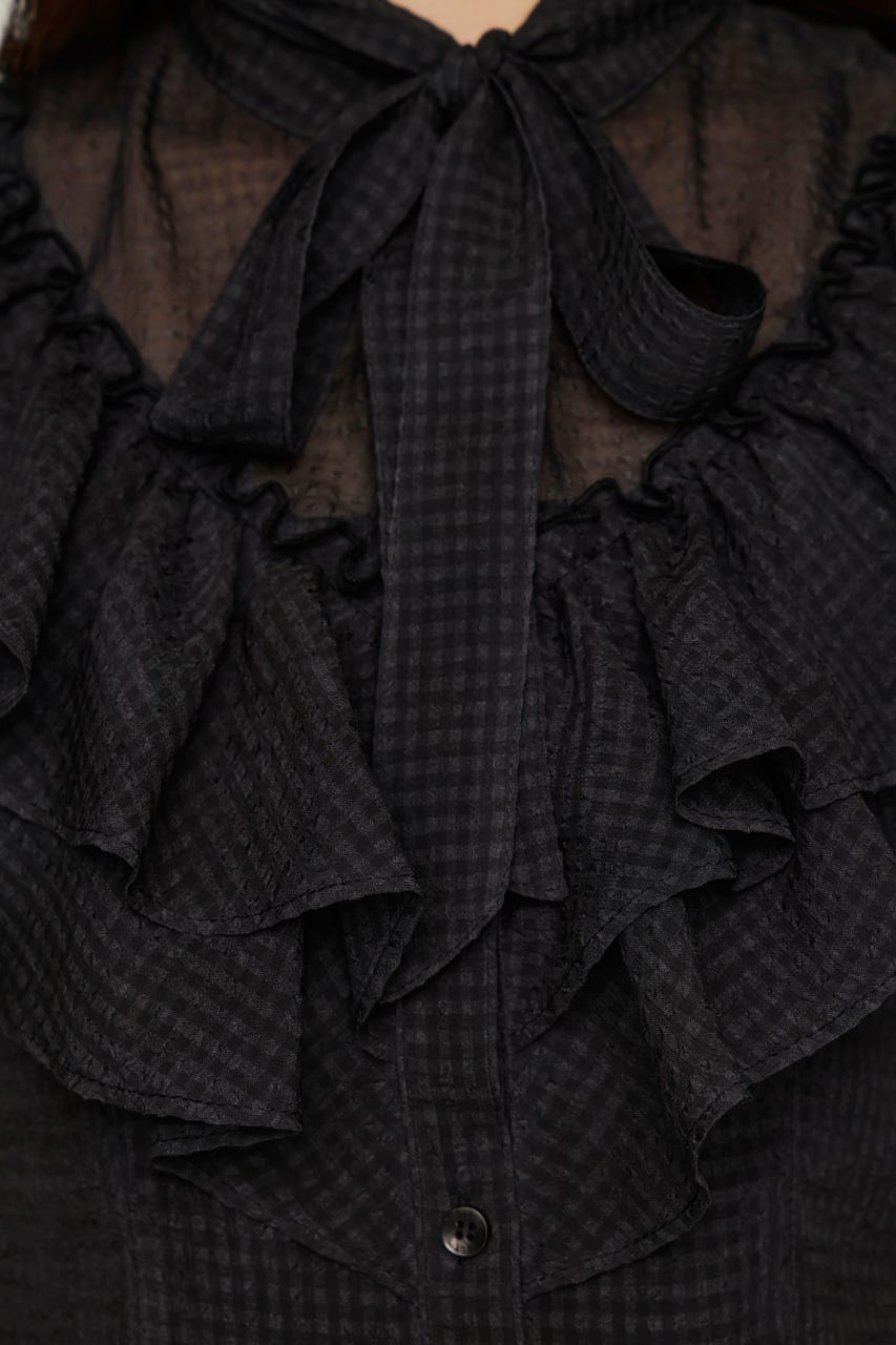 FRILL RIBBON ブラウス BLK FREE