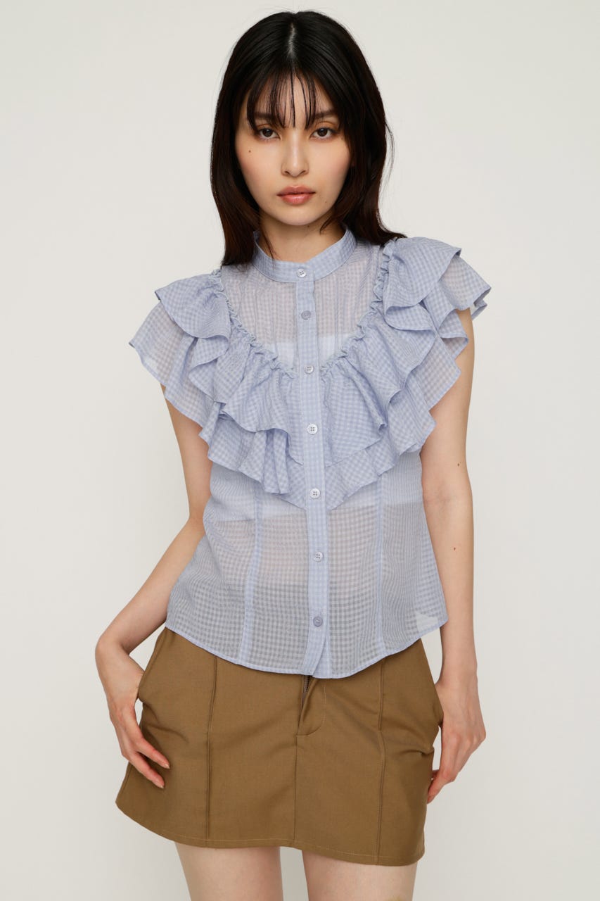 FRILL RIBBON ブラウス L/PUR FREE