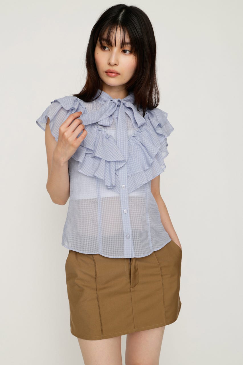 FRILL RIBBON ブラウス L/PUR FREE