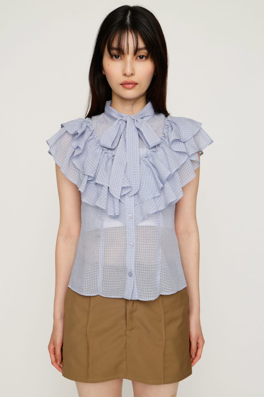 sly RIBBON FRILL ブラウス 黒 SLY | FRILL RIBBON ブラウス (シャツ・ブラウス ) |SHEL'TTER WEBSTORE