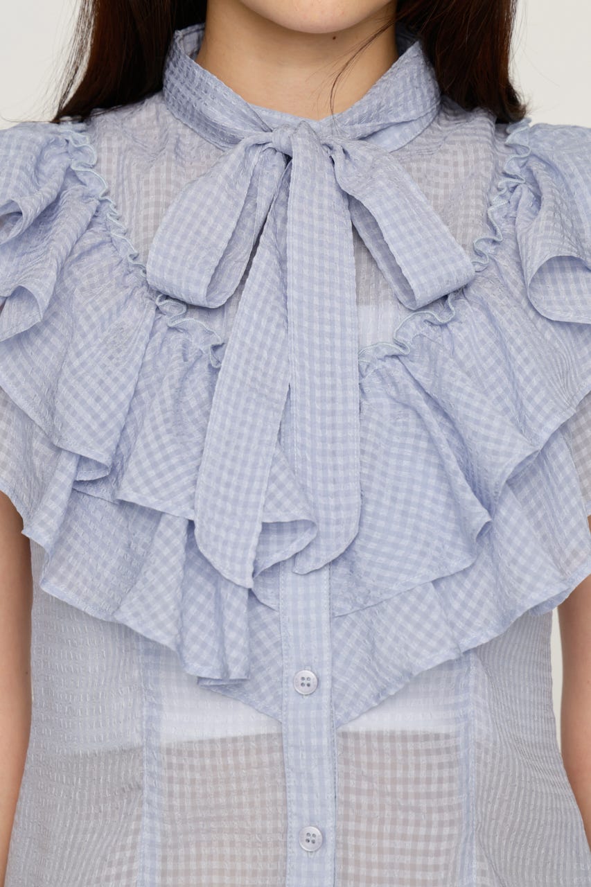 FRILL RIBBON ブラウス L/PUR FREE