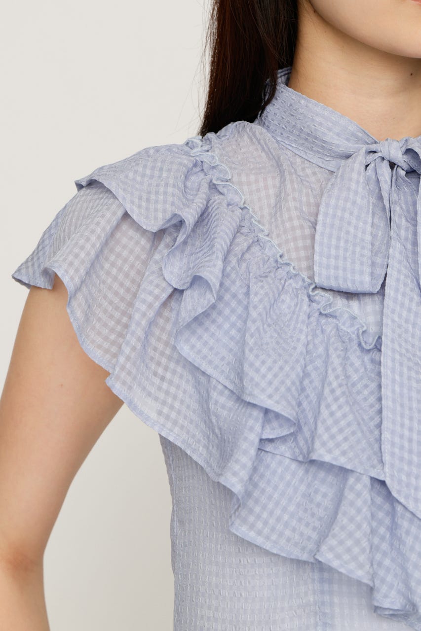 FRILL RIBBON ブラウス L/PUR FREE