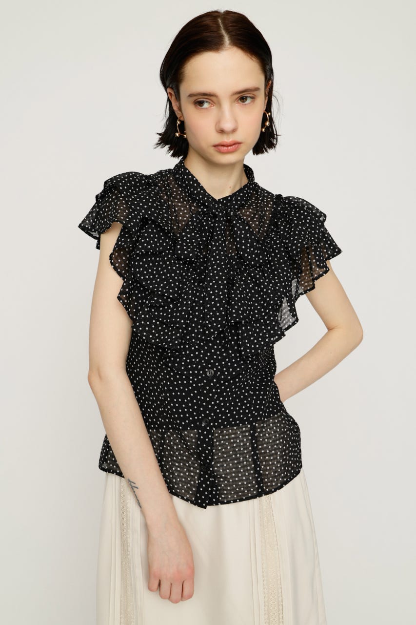 sly RIBBON FRILL ブラウス 黒 SLY | FRILL RIBBON ブラウス (シャツ・ブラウス ) |SHEL'TTER WEBSTORE