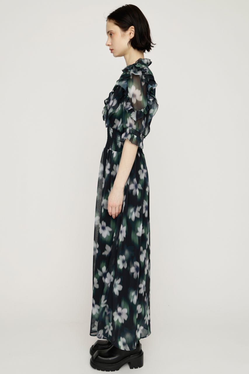 BLUR FLOWER LONG ワンピース M/BLK FREE