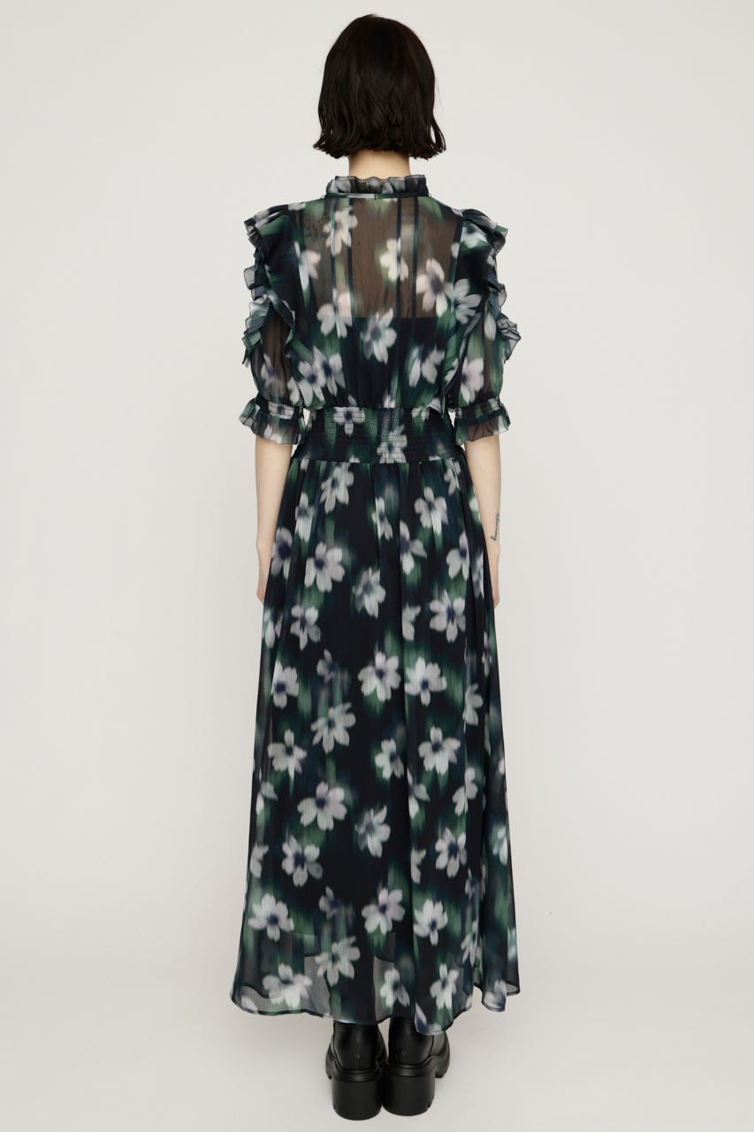 BLUR FLOWER LONG ワンピース M/BLK FREE