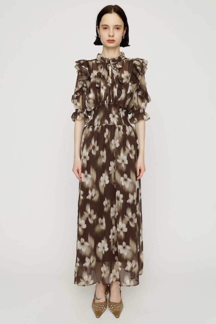 BLUR FLOWER LONG ワンピース M/BRN FREE
