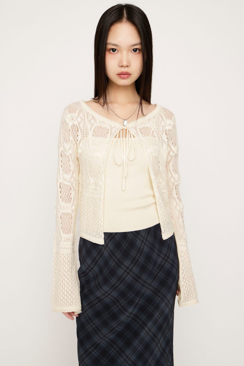 CROCHET TOUCH 2P カーディガン IVOY FREE