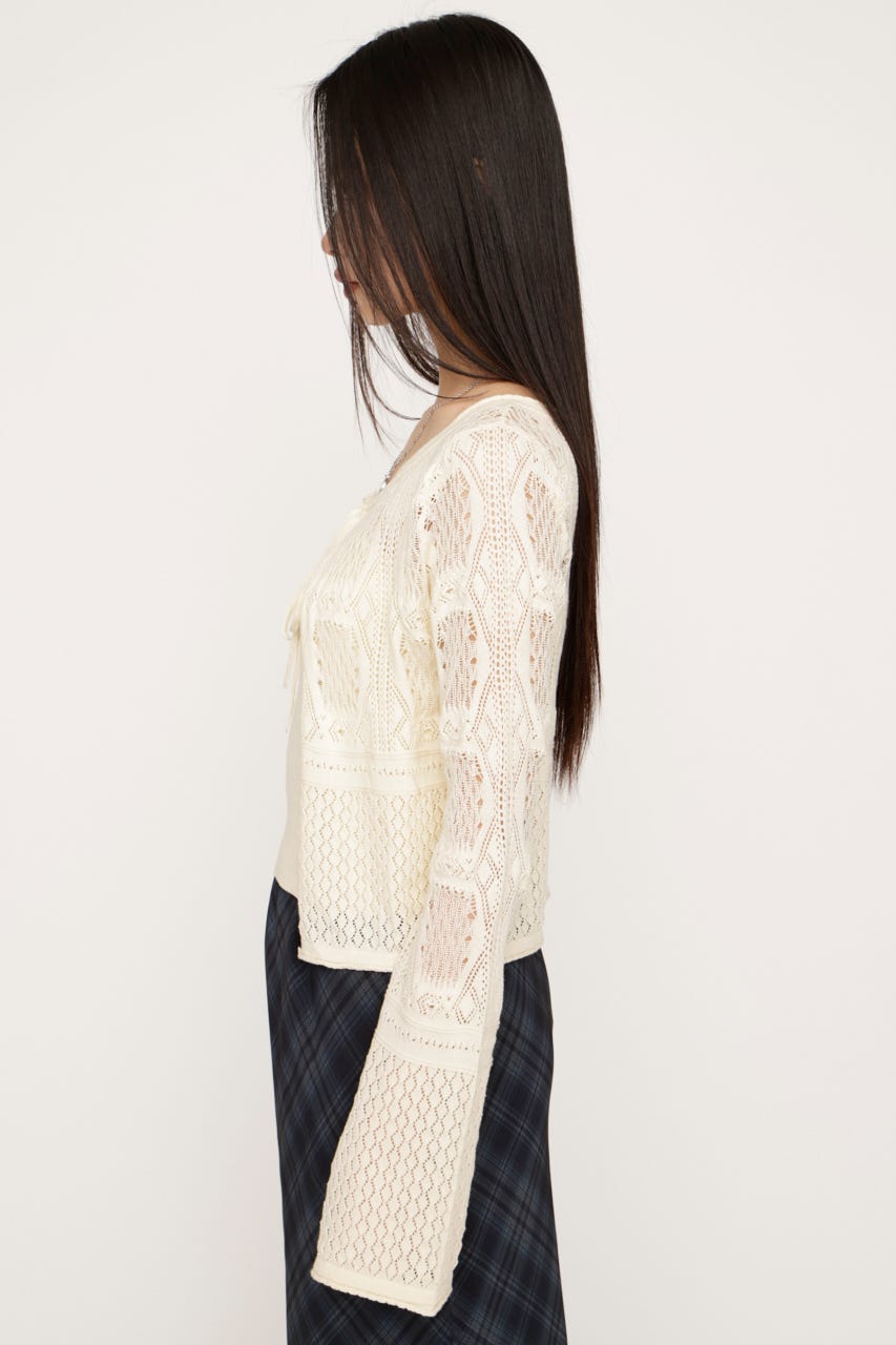 CROCHET TOUCH 2P カーディガン IVOY FREE