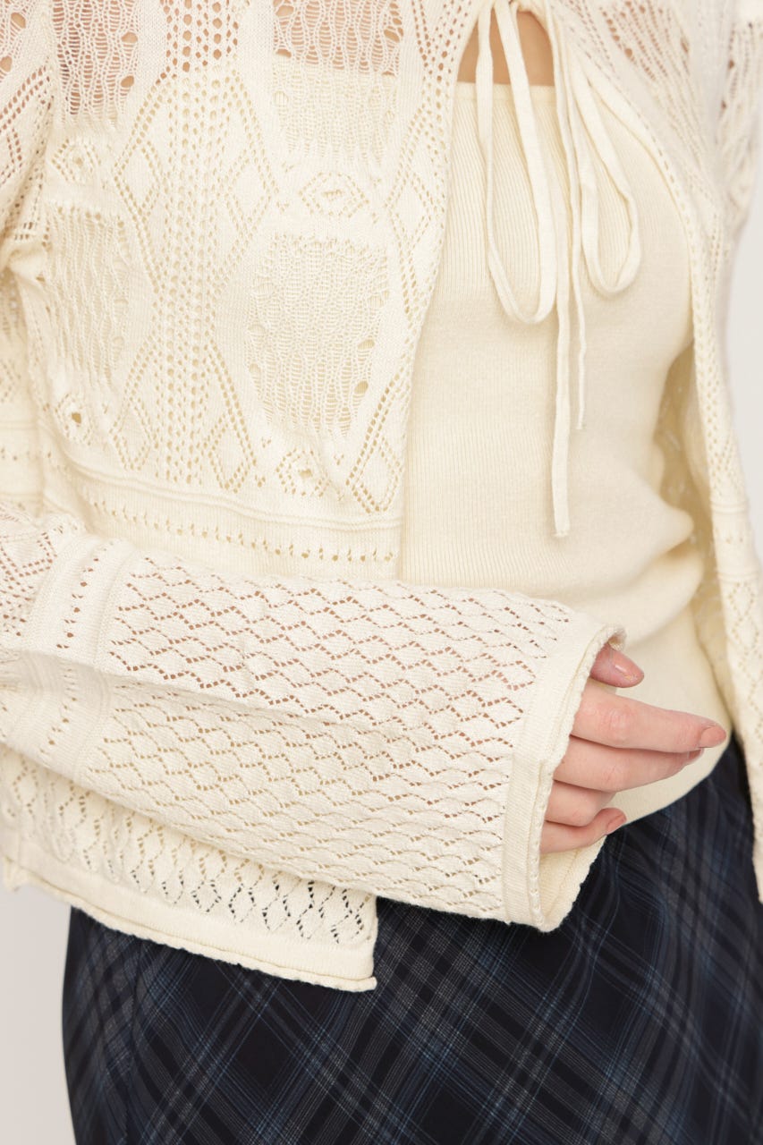 CROCHET TOUCH 2P カーディガン IVOY FREE