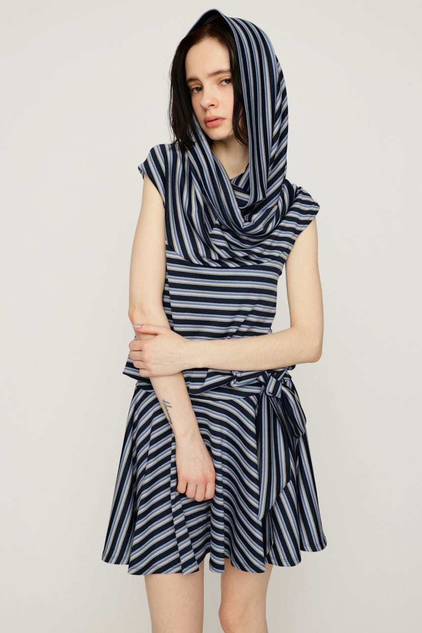 VEIL HOOD MINI ワンピース M/NVY FREE