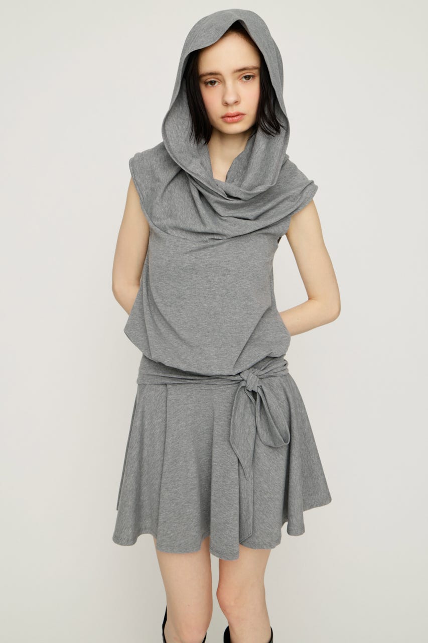 VEIL HOOD MINI ワンピース T.GRY FREE