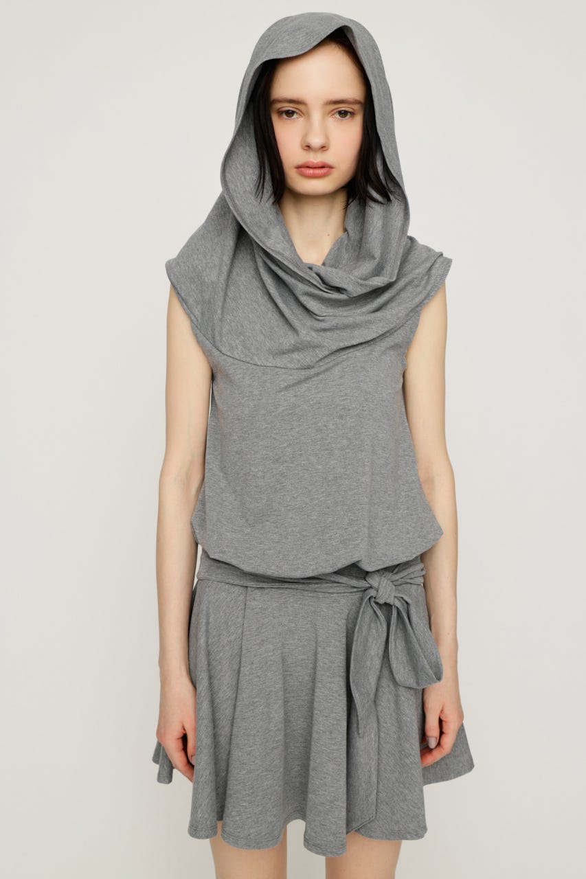 VEIL HOOD MINI ワンピース T.GRY FREE