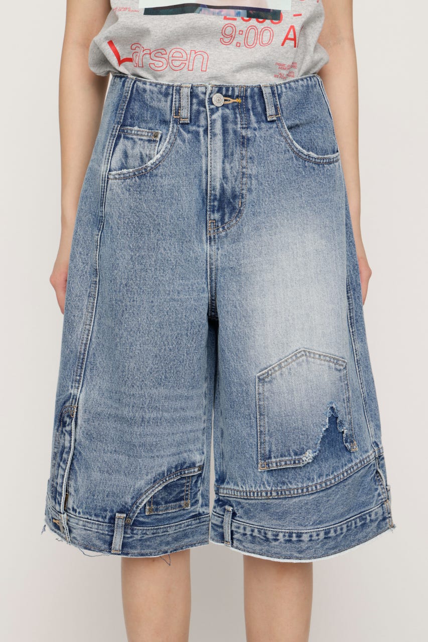 UP SIDE DOWN REMAKE HALF パンツ L/BLU 1