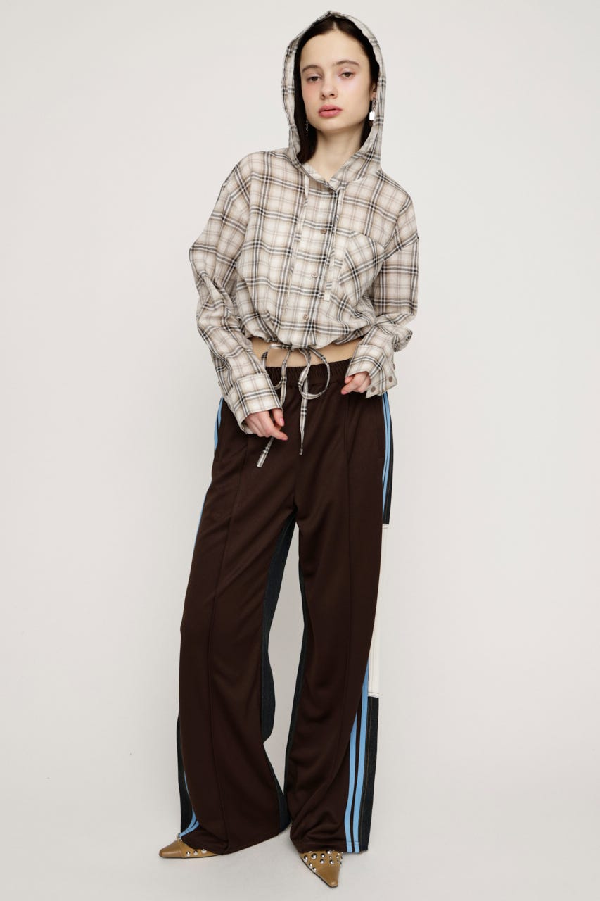 CHECK HOODIE シャツ M/BEG FREE