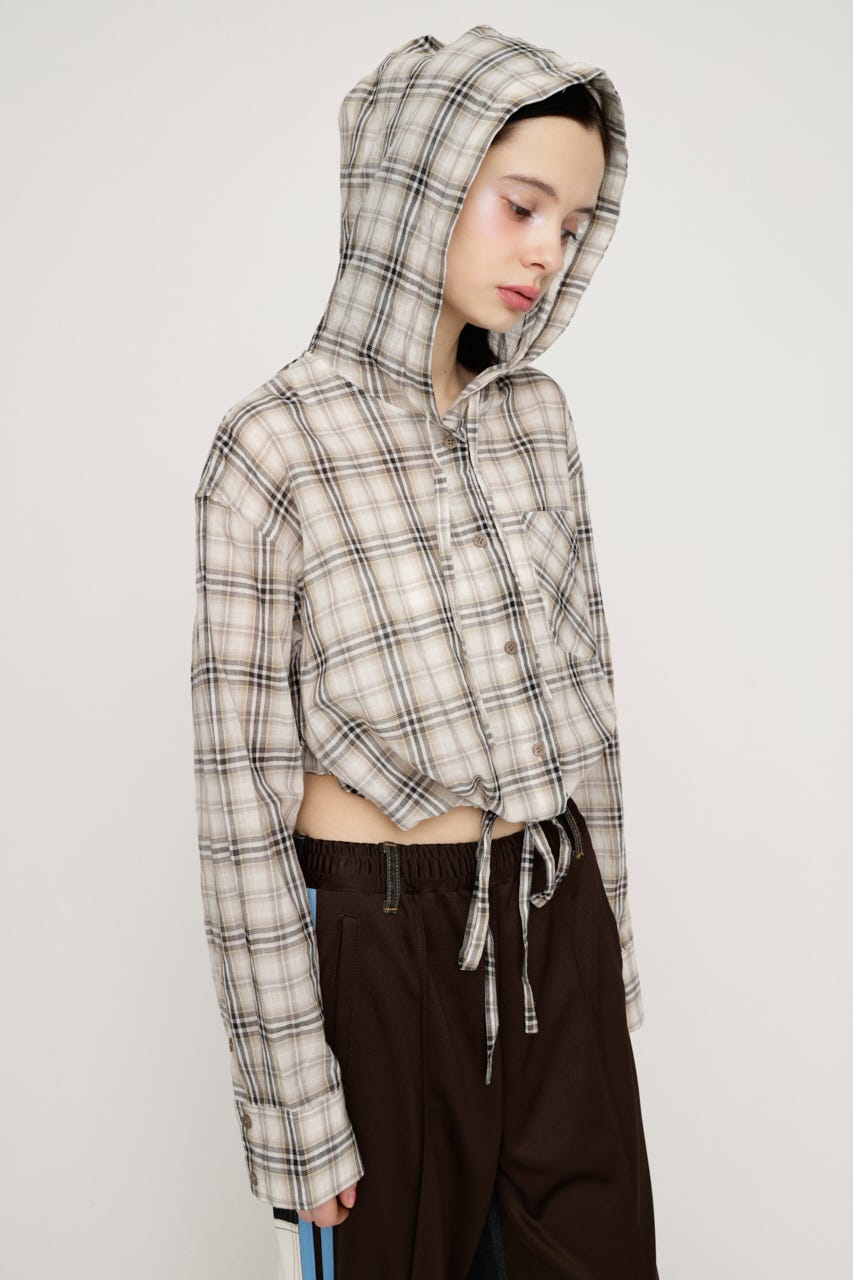 CHECK HOODIE シャツ M/BEG FREE