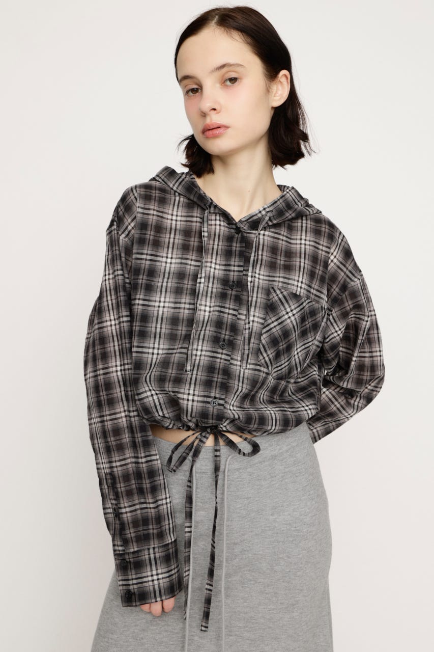 CHECK HOODIE シャツ M/BLK FREE