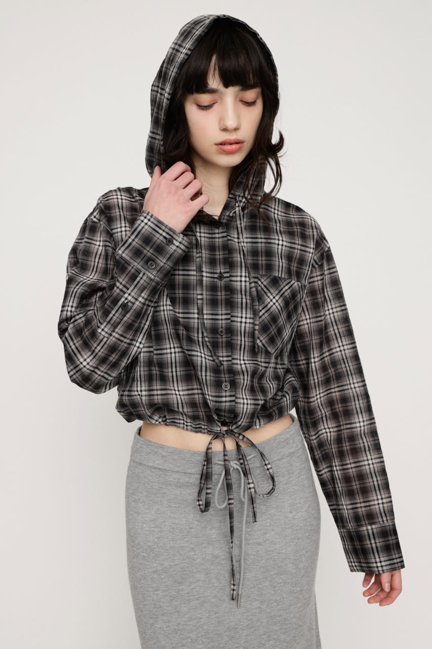 CHECK HOODIE シャツ M/BLK FREE