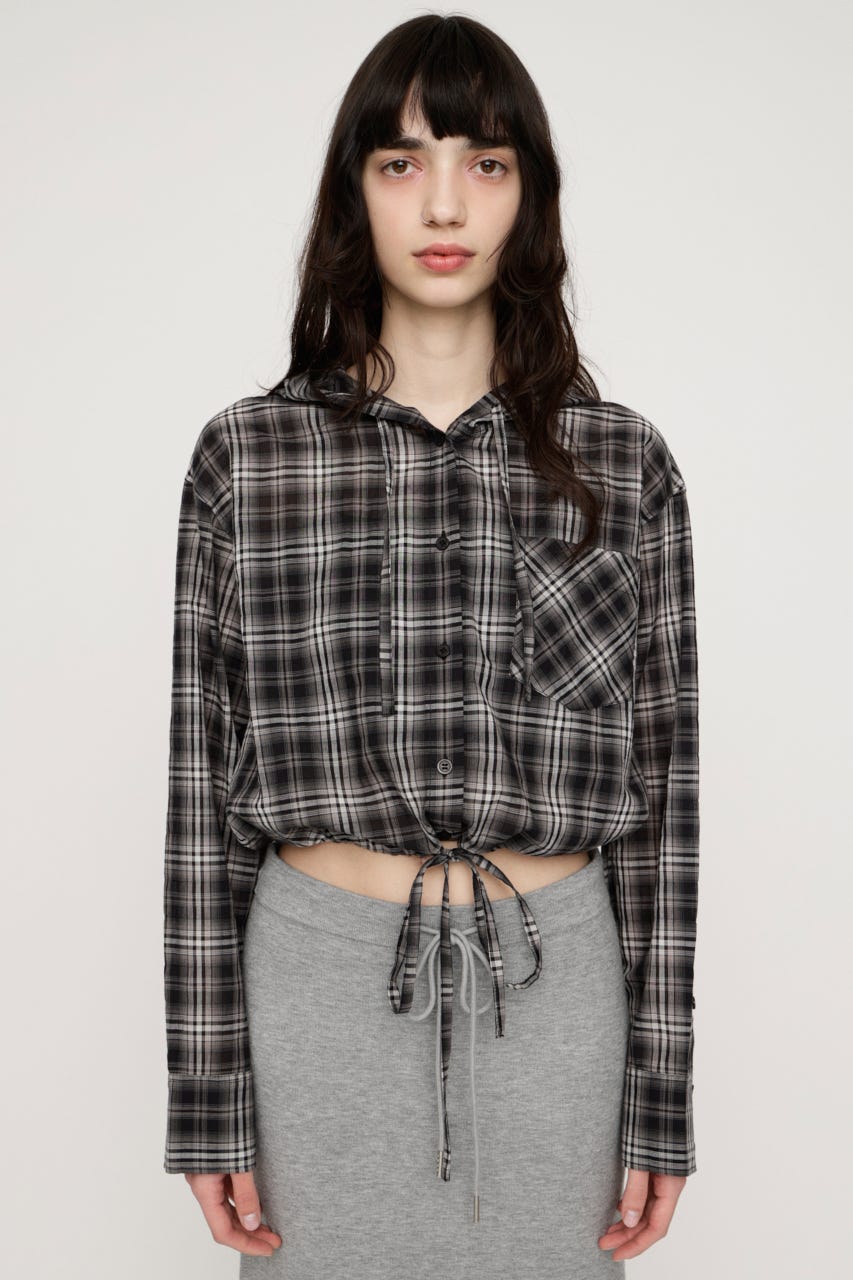 CHECK HOODIE シャツ M/BLK FREE