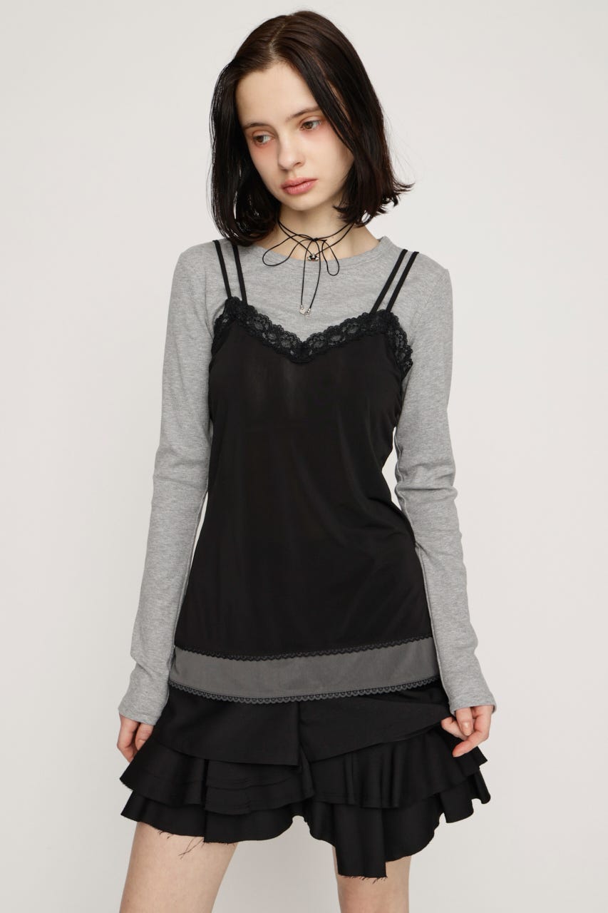 CAMI LAYERED C／N トップス BLK FREE