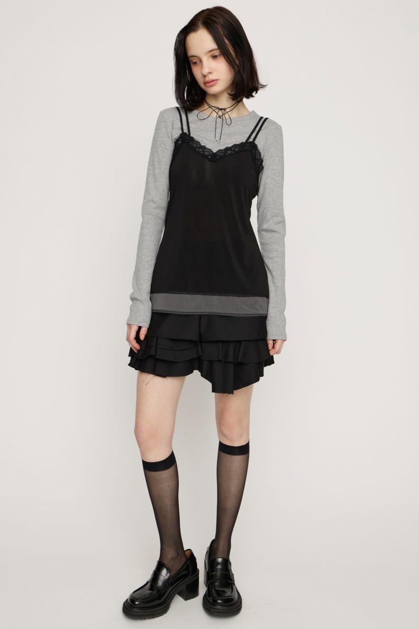 CAMI LAYERED C／N トップス BLK FREE