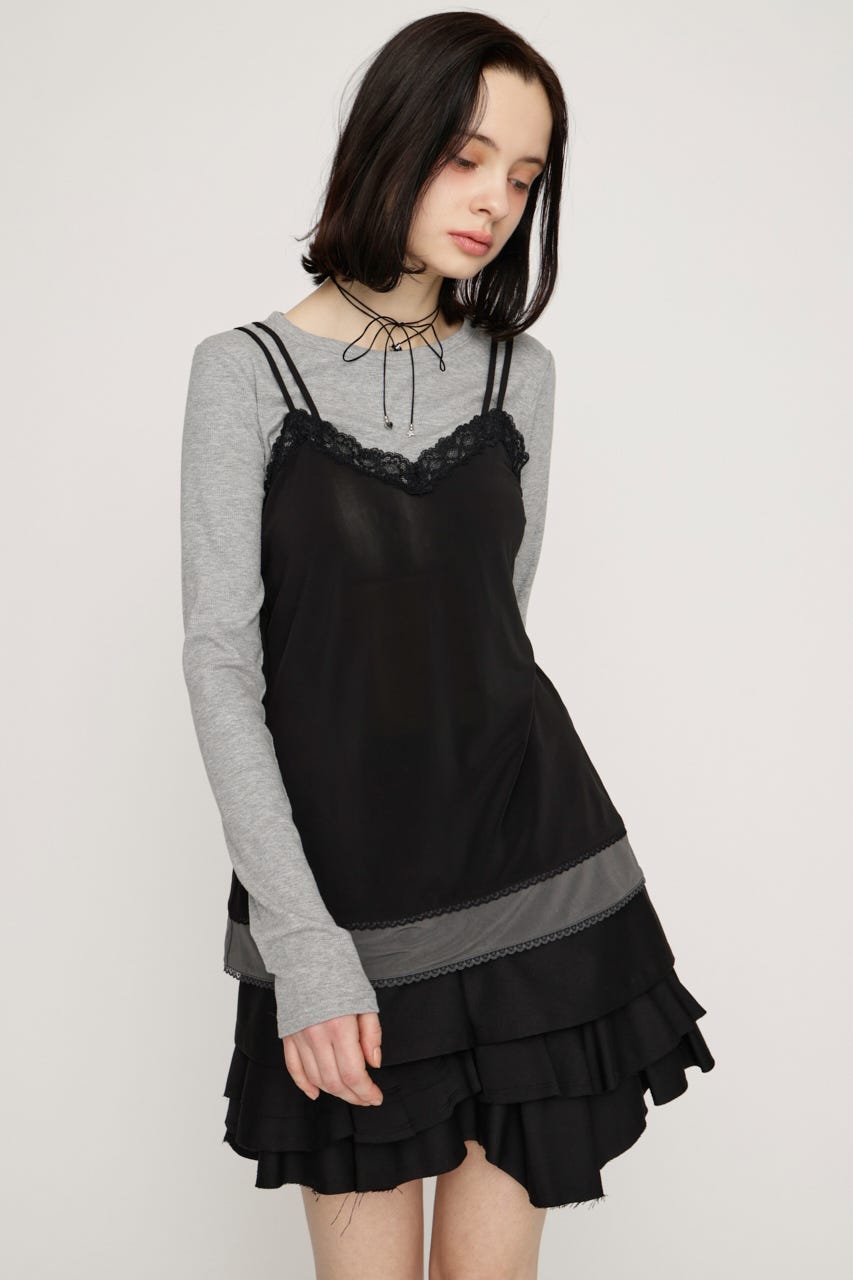 CAMI LAYERED C／N トップス BLK FREE