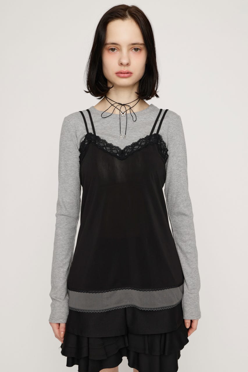 CAMI LAYERED C／N トップス BLK FREE