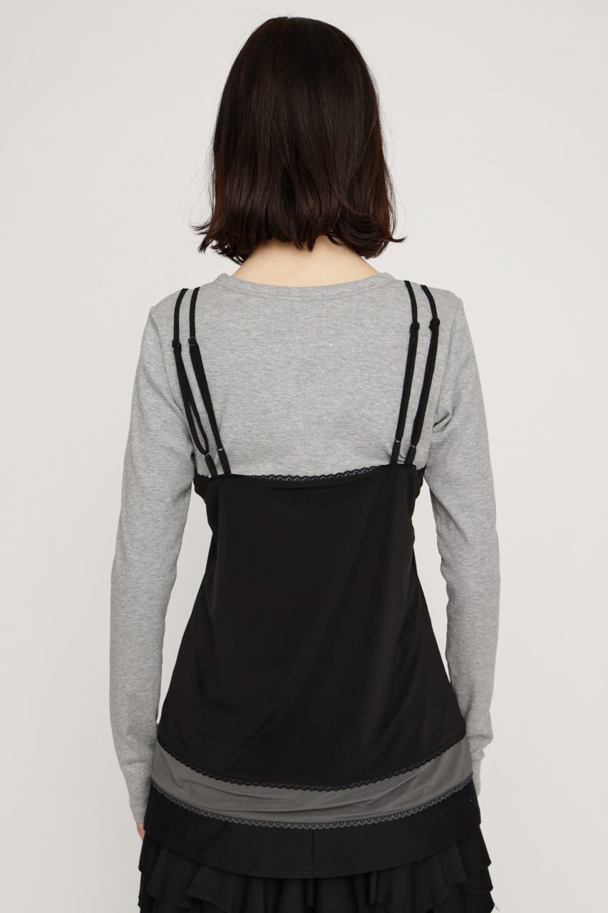 CAMI LAYERED C／N トップス BLK FREE