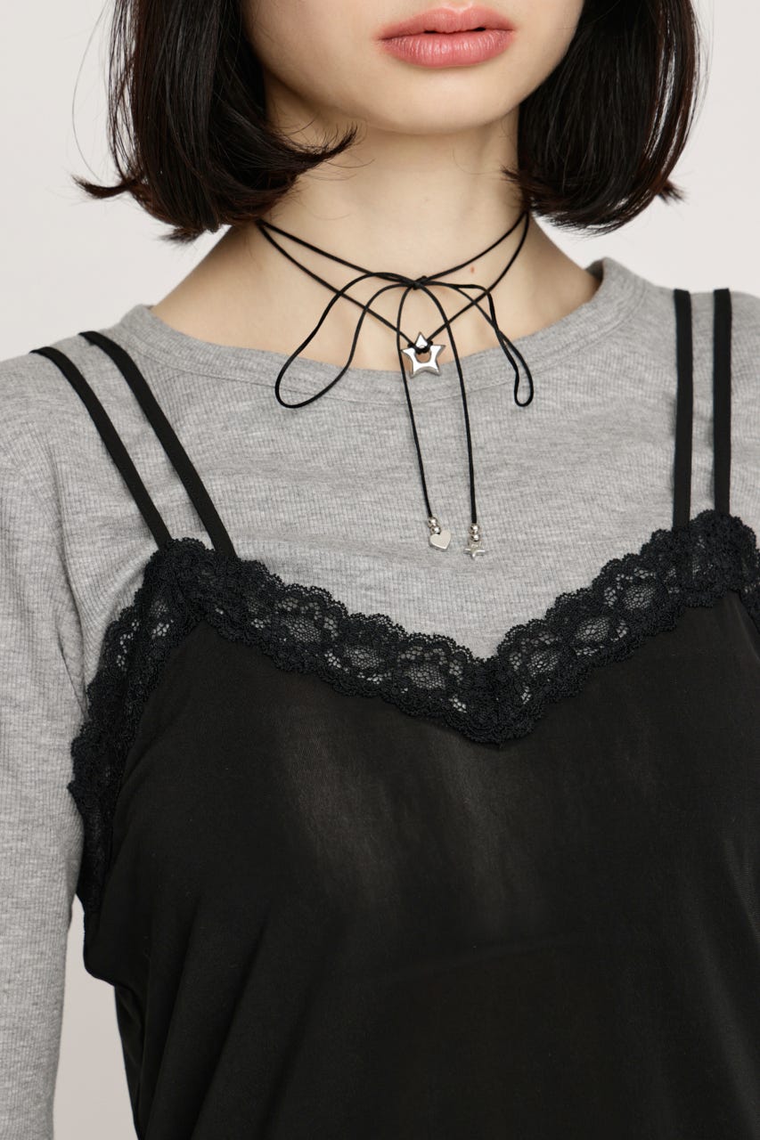 CAMI LAYERED C／N トップス BLK FREE