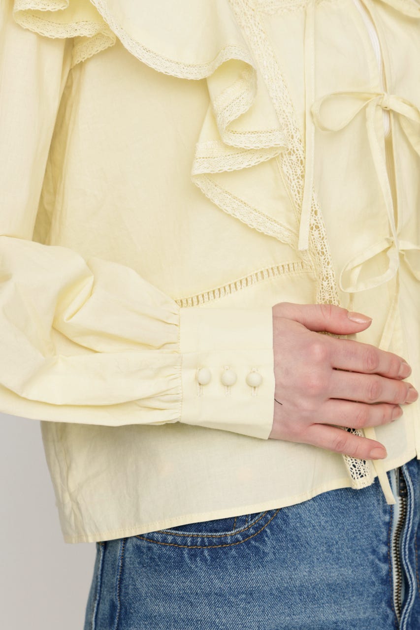 2WAY RIBBON FRILL LACE トップス L/YEL FREE