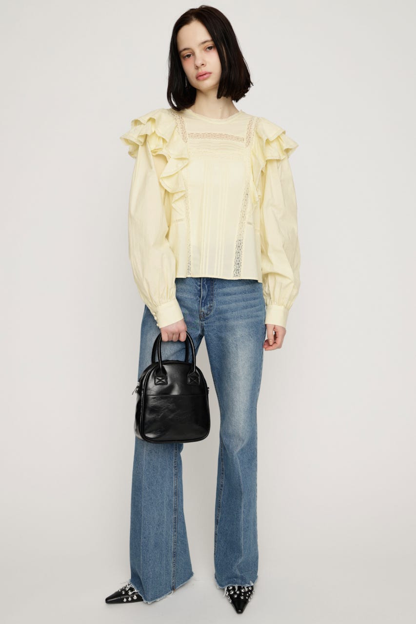 2WAY RIBBON FRILL LACE トップス L/YEL FREE
