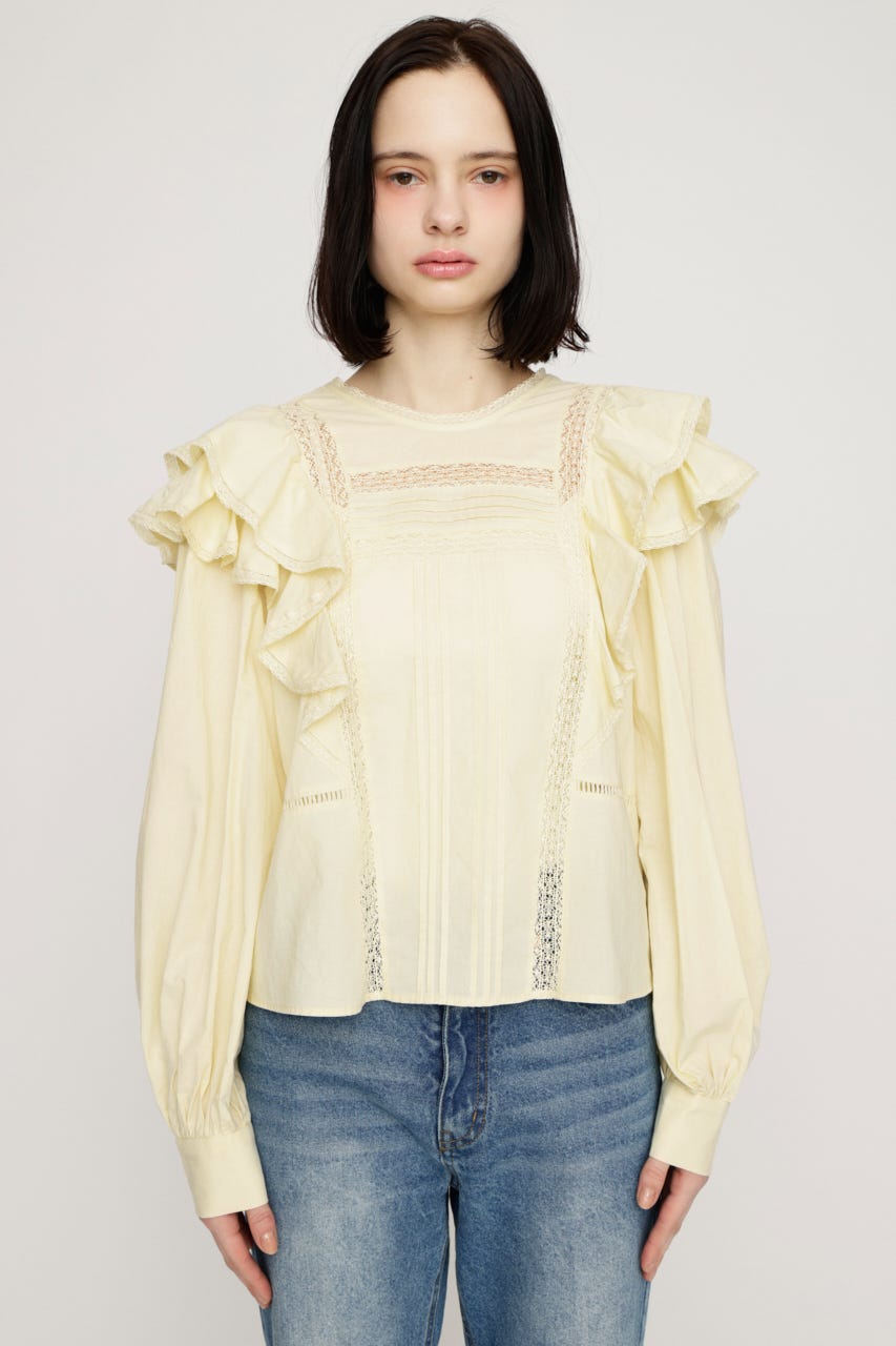 2WAY RIBBON FRILL LACE トップス L/YEL FREE