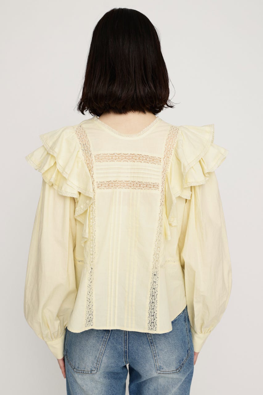 2WAY RIBBON FRILL LACE トップス L/YEL FREE