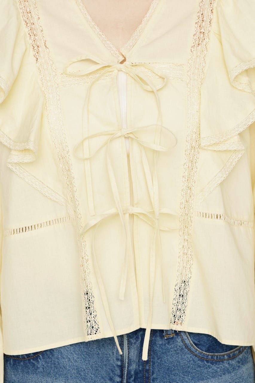 2WAY RIBBON FRILL LACE トップス L/YEL FREE