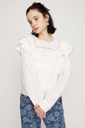 2WAY RIBBON FRILL LACE トップス