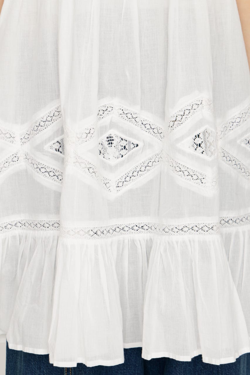 【1BUY5％OFF】COTTON LACE CAMI チュニック WHT FREE