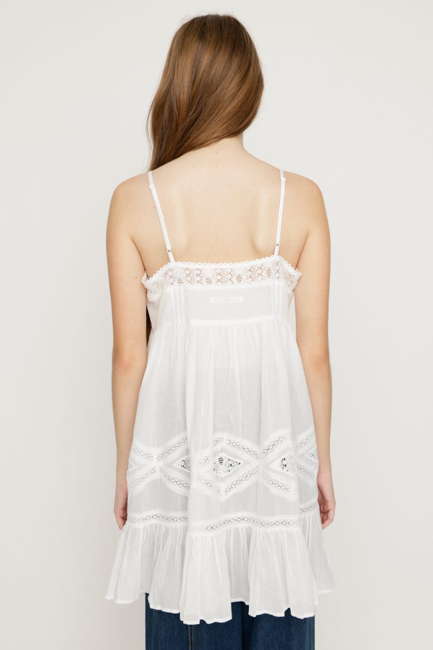 【1BUY5％OFF】COTTON LACE CAMI チュニック WHT FREE