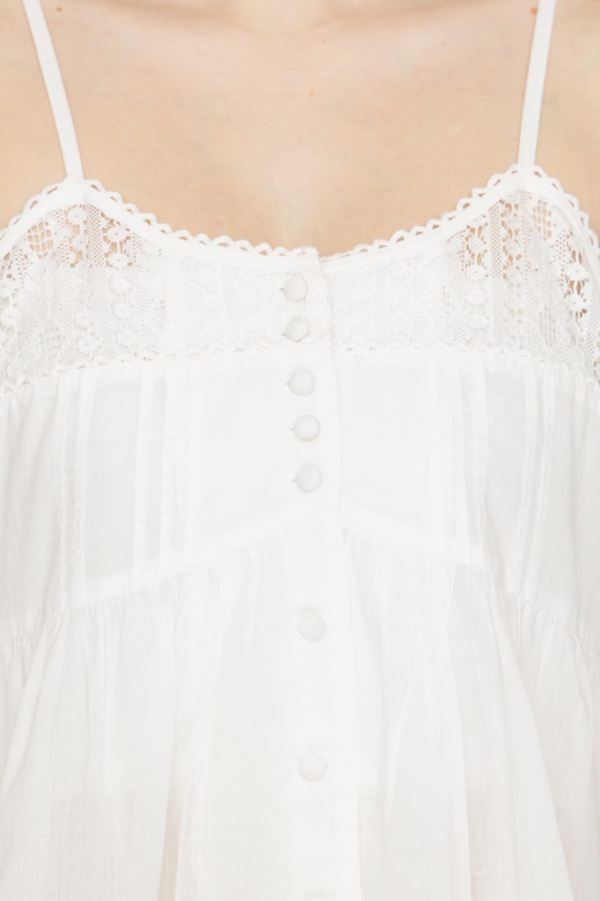 【1BUY5％OFF】COTTON LACE CAMI チュニック WHT FREE