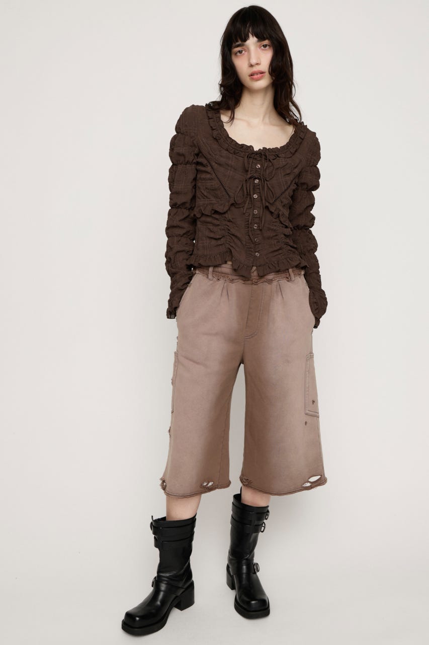 RIBBON FRILL ブラウス BRN FREE
