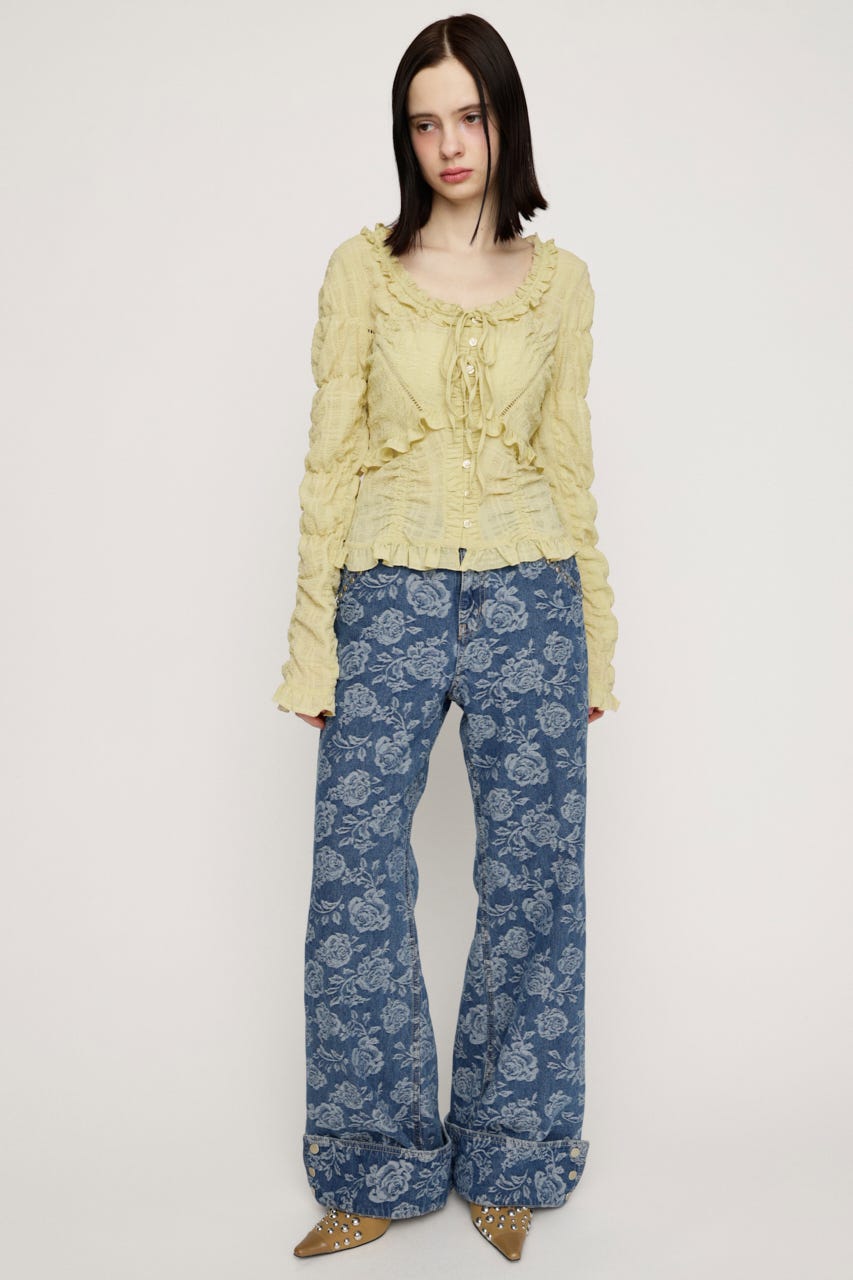 RIBBON FRILL ブラウス L/YEL FREE