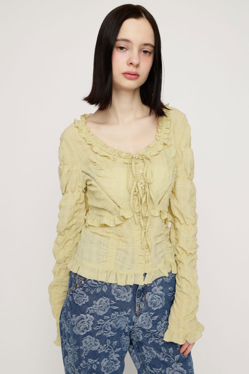 RIBBON FRILL ブラウス L/YEL FREE