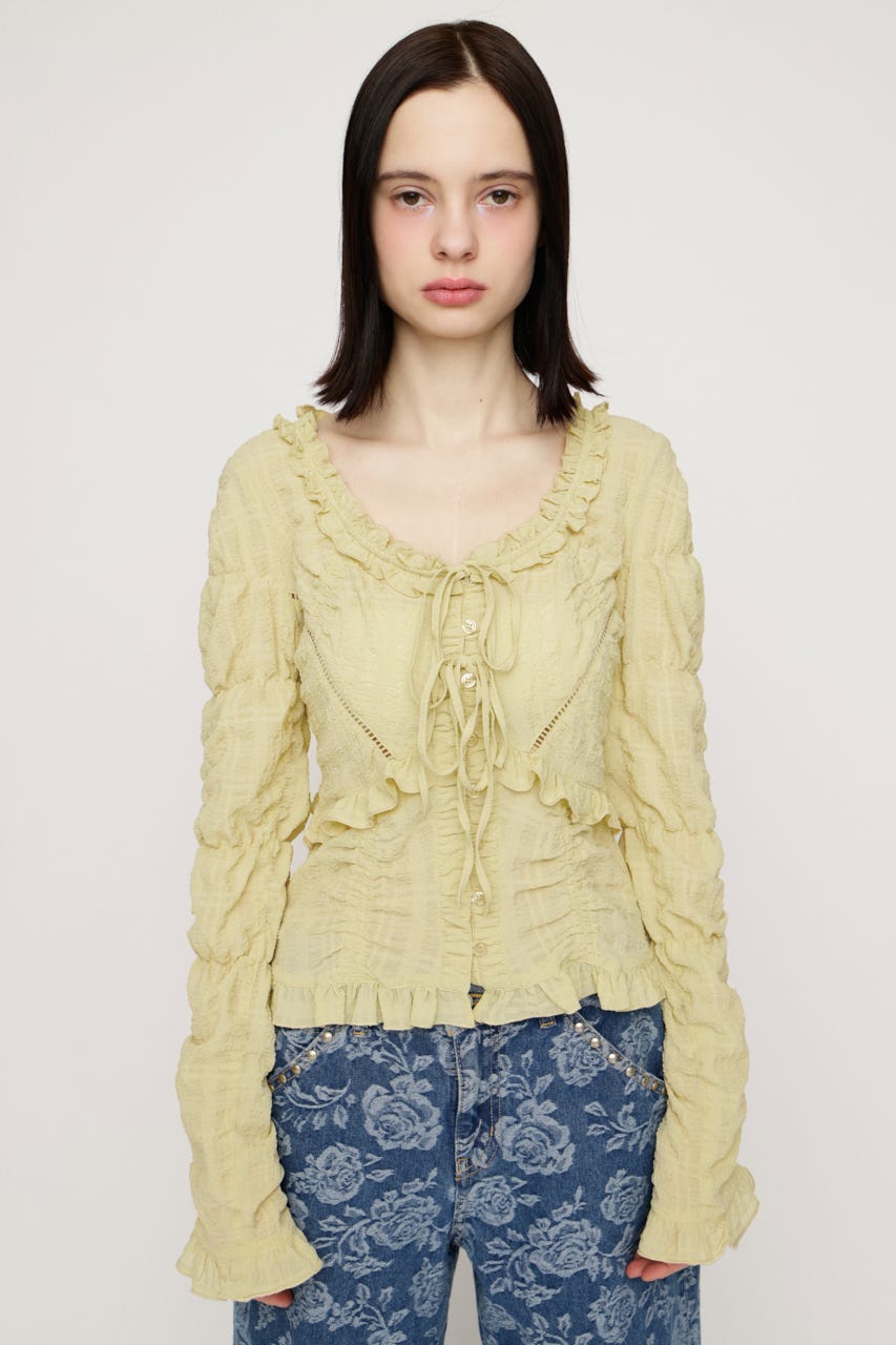 RIBBON FRILL ブラウス L/YEL FREE
