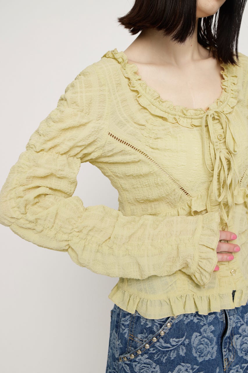 RIBBON FRILL ブラウス L/YEL FREE