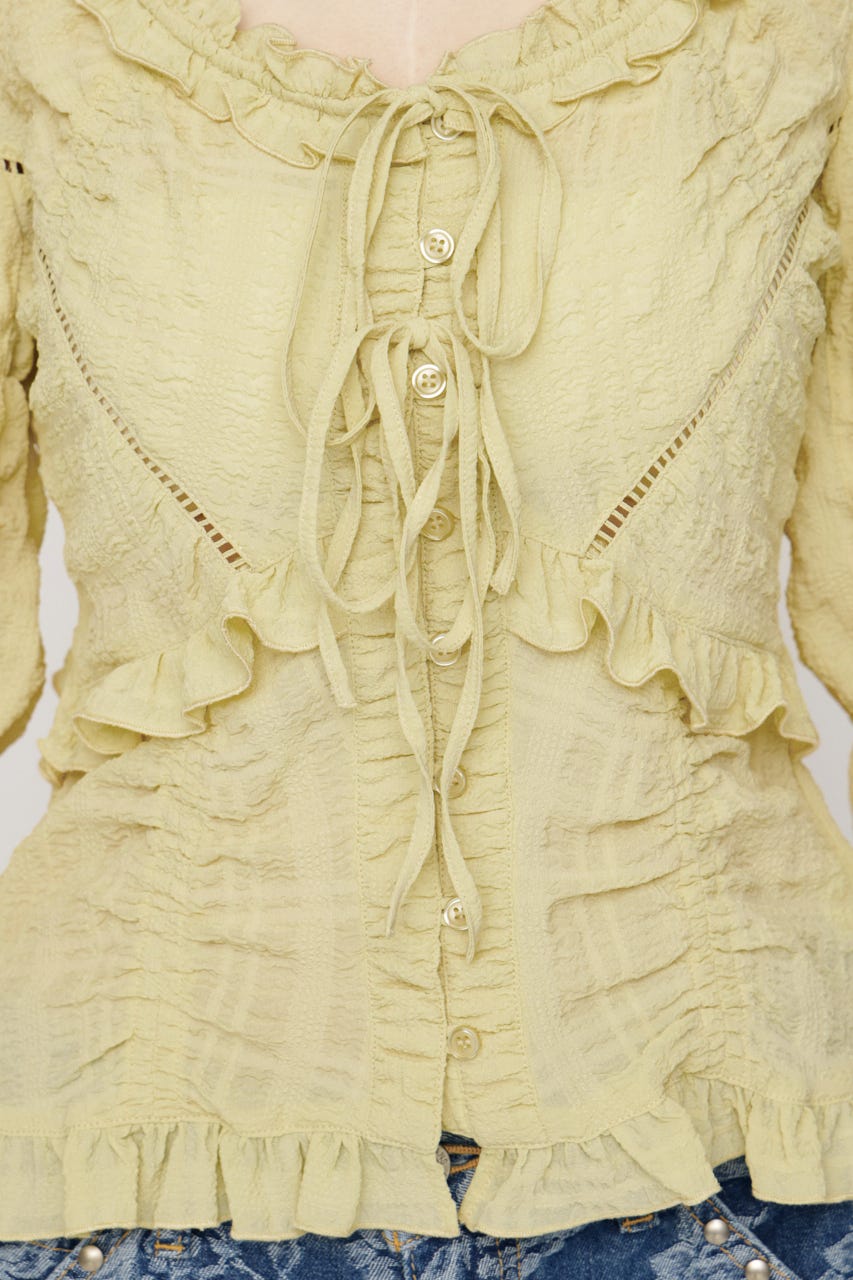 RIBBON FRILL ブラウス L/YEL FREE