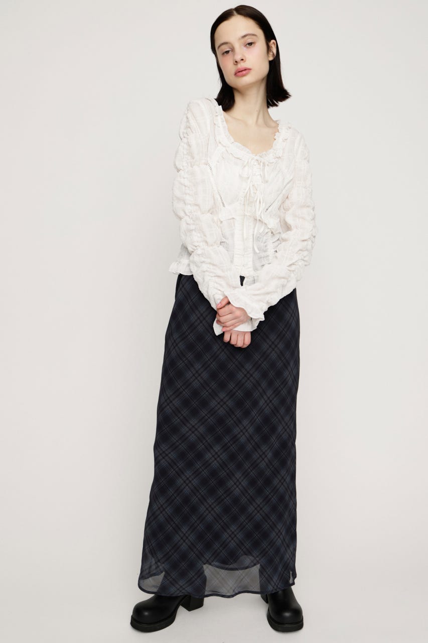 RIBBON FRILL ブラウス WHT FREE