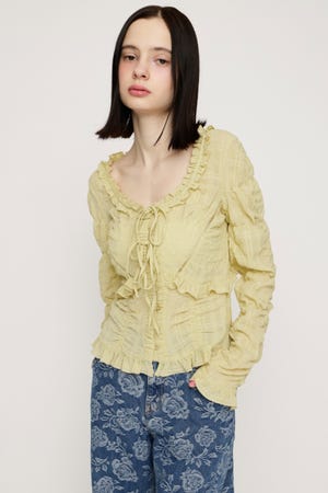 RIBBON FRILL ブラウス