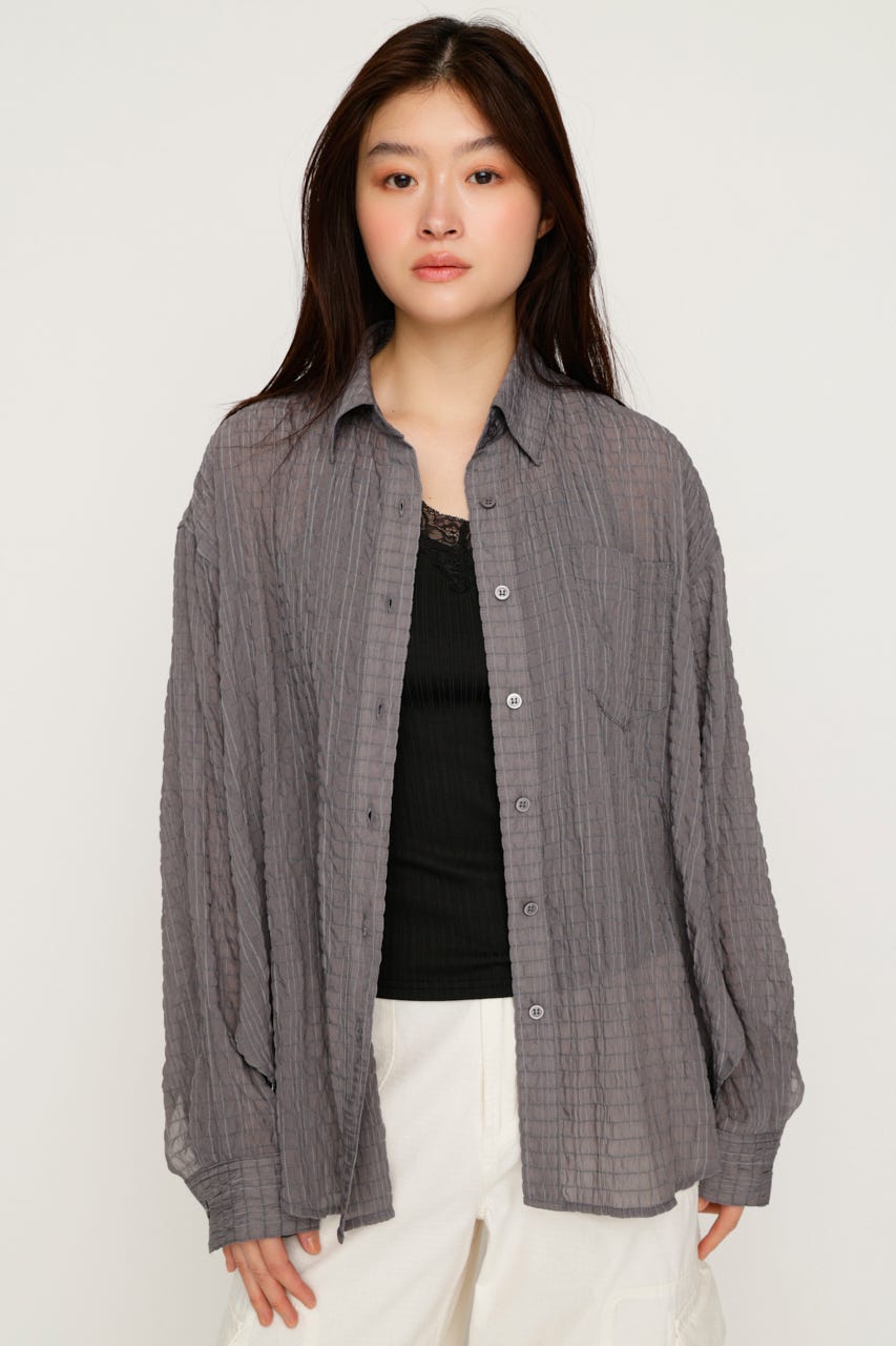 【1BUY5％OFF】SHEER OVER シャツ GRY FREE